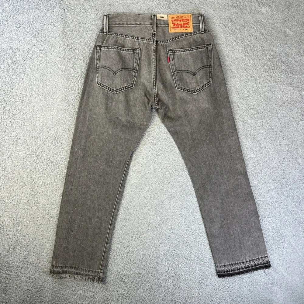 Levis Jeans Mens 28x26 Gray Denim Pants 551 Z Premium Straight Raw Hem Big E NEW